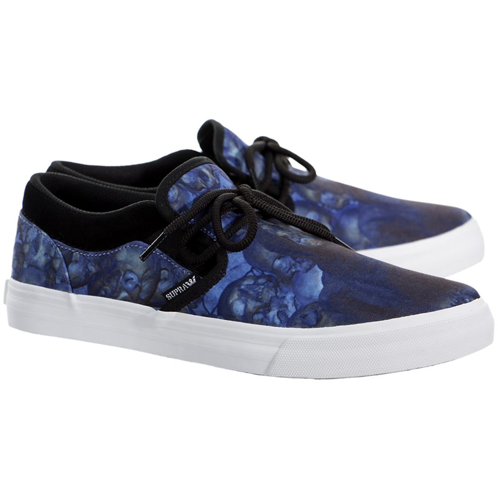 Baskets Basses Supra Cuba Bleu Blue Levitas Print/Black-White Homme | HCC-24624387